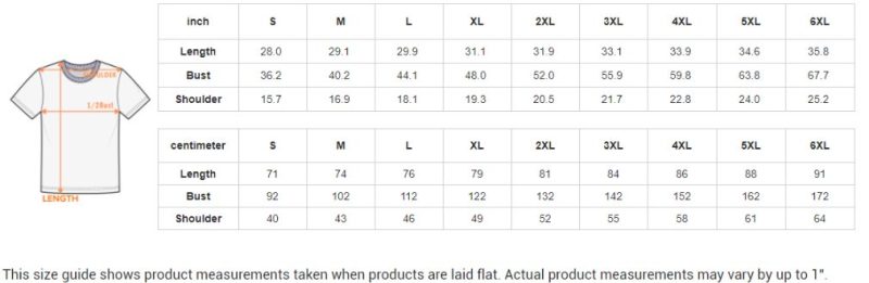 Polo Shirt Size Chart